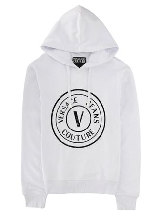 Versace Jeans Couture White Circular Logo Cotton Hoodie