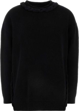 Valentino Garavani Black Wool Sweater - Dames - Ronde hals truien - Zwart - S - Wol - Truien & Vesten