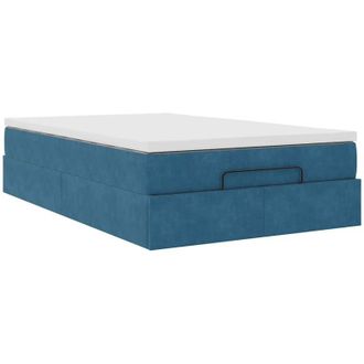 vidaXL Cama Otomana Con Colch&oacute;n 120x190 Cm Terciopelo Azul Oscuro Vidaxl