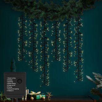 ECD Germany Ecd Germany - Cortina De Luces Con 480 Leds Blanco C&aacute;lido Guirlanda Luminosa Con 8 Modos + Temporizador Iluminaci&oacute;n Decorativa Navide&ntilde;a De 6 Ramales P