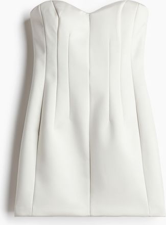 H&M Mini-Bandeaukleid - White