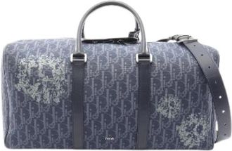 Dior Pre-owned Rango 50 Oblique Peace Sign Boston Tas - unisex - Vintage Weekendtas - Blauw - ONE Size - Leer - Vintage