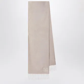 Max Mara Sciarpa in cachemire con ricamo logo color sabbia