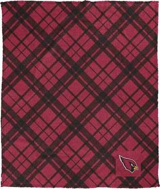 Pegasus Sports Arizona Cardinals Nfl Team Plaid Sherpa Logo Patch Throw