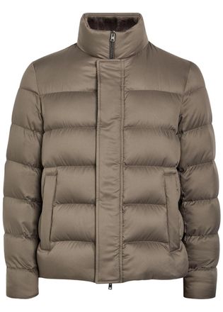 Herno Padded Fur-collar Shell Jacket - Beige - 54 (UK44 / Xxl)