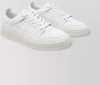 Premiata round toe leather sneakers with perforated upper