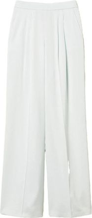 Twinset Geplooide wijde broek - Dames - Wijde Broeken - Blauw - M - Satijn - Broeken