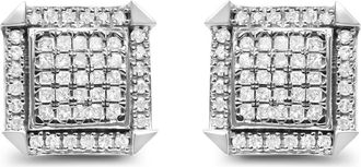 House of Brilliance 10K White Gold 1.0 Cttw Diamond Composite with Halo Stud Earrings at Nordstrom