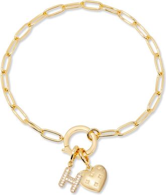 Brook & York Lillian Initial Heart Charm Bracelet in Gold H at Nordstrom