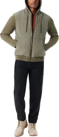 G.H. Bass & Co. Bass Outdoor Mixed Media Jacket MensGreen Long Sleeve Full Zip Hooded MAC17