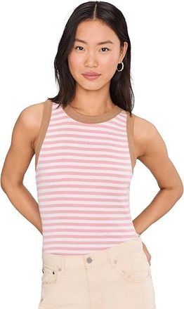 Michael Stars Gina Ringer Tank Top Womens Clothing Blush White With Sand : LG (US 8-10), Rayon/Spandex