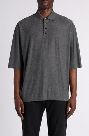 Bottega Veneta Oversize Cashmere Polo Sweater in 1510 Dark Slate Melange at Nordstrom, Size X-Large
