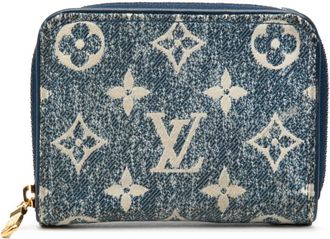 Louis Vuitton Blue Denim Leather Coin Purse/Coin Case (Pre-Owned)