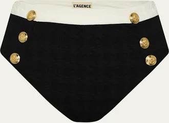 L'agence Vanessa Colorblock Chic High-Waist Bikini Bottoms