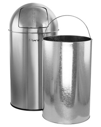 Elama 13 Gallon Push Lid Stainless Steel Trash Bin