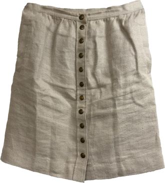 A.P.C. A. P.C. Button-Down Mini A-Line Skirt in Beige Linen