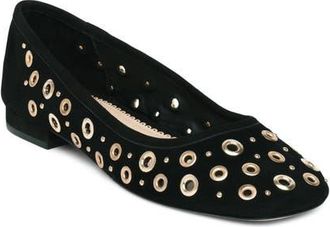Cinq &agrave; Sept Ivy Mixed Hardware Ballet Flat in Black at Nordstrom, Size 36.5