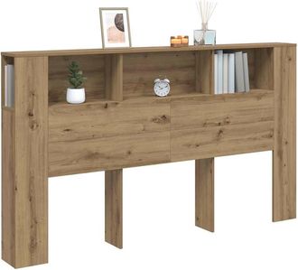 Berkfield Home Headboard Cabinet Artisian Oak 180x18.5x102.5 cm Engineered Wood in Brown