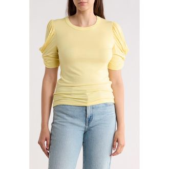 Renee C Solid Scrunched Sleeve Top in Lemon at Nordstrom Rack, Size X-Large