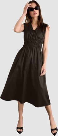 Baukjen Kyrah Cotton Waisted Midi Dress in Dark Chocolate at Nordstrom, Size 14