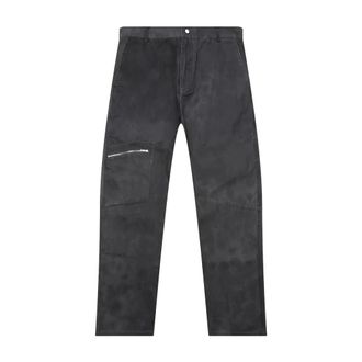Represent Straight Trousers, male, Black, Size: XL Black Washed Trousers with Zip Pockets