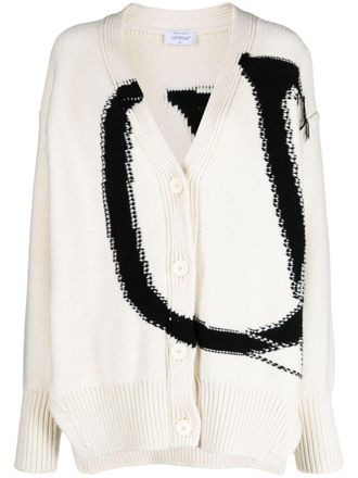 Off-white Maxi logo-intarsia wool cardigan - women - Wool - 38