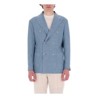 Barba Tailored Double-Breasted Woven Jacket - male - Barba - Blazers - Blue - 2XL - Jackets