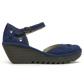 FLY London YUNA Cupido Leather Womens Comfort Sandals - Blue - Size:UK 7