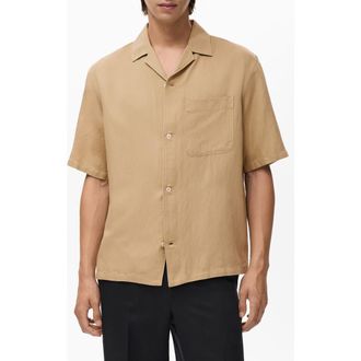 Mango Regular Fit Camp Shirt in Beige at Nordstrom, Size X-Large