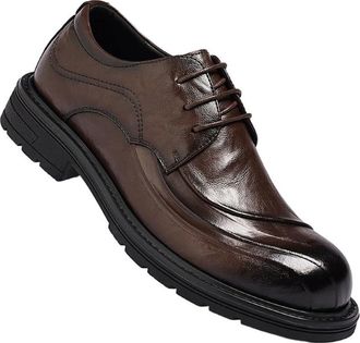 Generic Mens Oxford Shoes Round Toe Large Size British Fashion Leather Dress Business Footwear for Office Work and Formal Use(Brown,10.5)