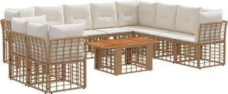 vidaXL Conjunto De Sof&aacute;s De Jard&iacute;n 11 Uds. Natural Y Crema Vidaxl
