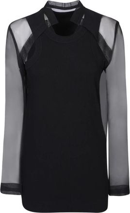 sacai Sweater van katoenmix - Dames - Longsleeves - Zwart - L - Katoen - Tops
