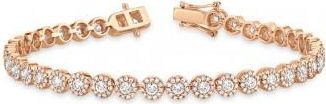 Allurez Diamond Halo Style Tennis Bracelet 14k Rose Gold (3.03ct)
