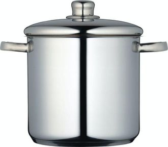 Kitchen Craft Masterclass Marmita, Marmita De Acero Inoxidable Apta Para Inducci&oacute;n Con Tapa, Marmita Grande Para Sopas, Guisos Y Caldos, Pulido Espejo, 5,5 Litros, 