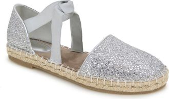 Kenneth Cole Reaction Luna Glitter Espadrille Sandal in Silver Mesh at Nordstrom Rack, Size 7.5