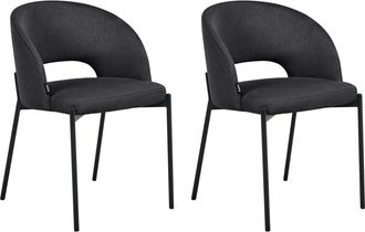 Beliani Conjunto de 2 sillas de comedor Tela Negro