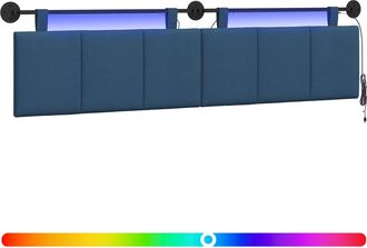vidaXL Cabecero Colgante Con Luz Led Azul Tela Vidaxl