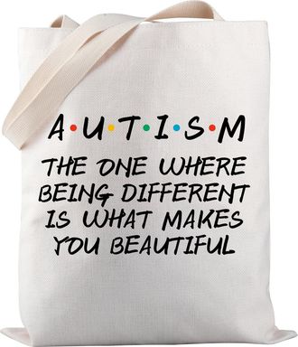 Generic Autism Tote Bag Autism The One Where Being Different Is What Makes You Beautiful Tote Bag Friends Autism Gift (Autism One Where TOTE)