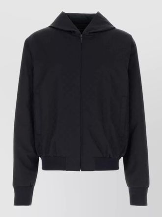 Gucci gg cotton jacket hooded ribbed cuffs hem