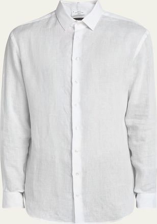 Giorgio Armani Mens Classic Solid Linen Sport Shirt