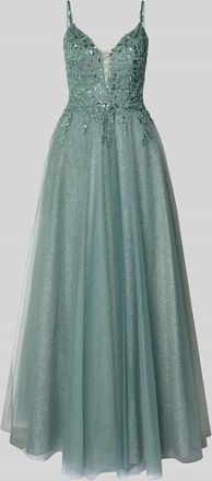 Luxuar Luxuar Regular Fit Abendkleid mit floralem Ziersteinbesatz in Gruen, Gr&ouml;&szlig;e 32