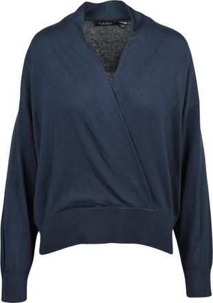 Ralph Lauren Pullover Incrociato - Dames - V-hals truien - Blauw - L - Katoen - Truien & Vesten