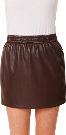 Dolce Cabo Faux Leather Elasticized Waist Mini Skirt In Coffee