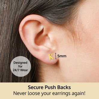 MAX + STONE 14k Yellow or White Gold Small Script Initial Letter Stud Earrings