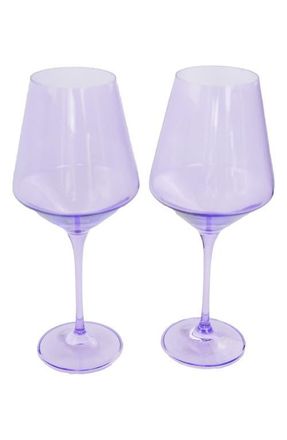 Estelle Colored Glass Set of 2 Stem Wine Glasses in Lavender at Nordstrom