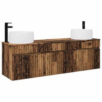 vidaXL Juego De Muebles De Ba&ntilde;o 3 Uds. Madera Envejecida Vidaxl