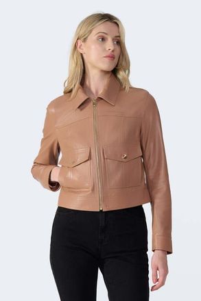 FURNIQ Flora Leather Jacket in Mocha Brown at Nordstrom, Size Xx-Large