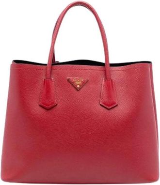 Prada Pre-owned Tote Bags, female, Red, Size: ONE SIZE Pre-owned Vintage Leather Tote Bag