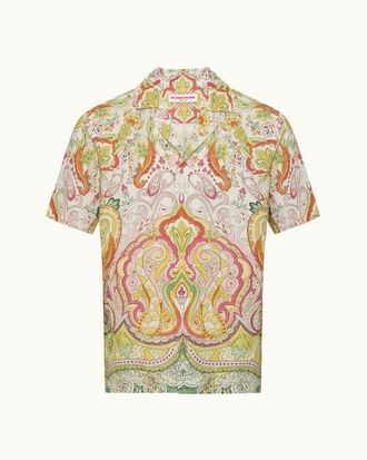 Orlebar Brown Maitan Linen Relaxed Fit Linen Fairground Shirt in Multi/pink at Nordstrom, Size Xxx-Large