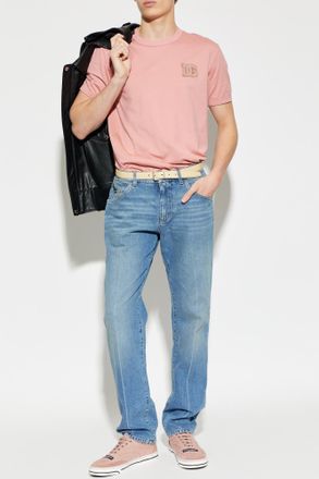 Dolce & Gabbana T-shirt With Embroidered Logo, Mens, Pink
